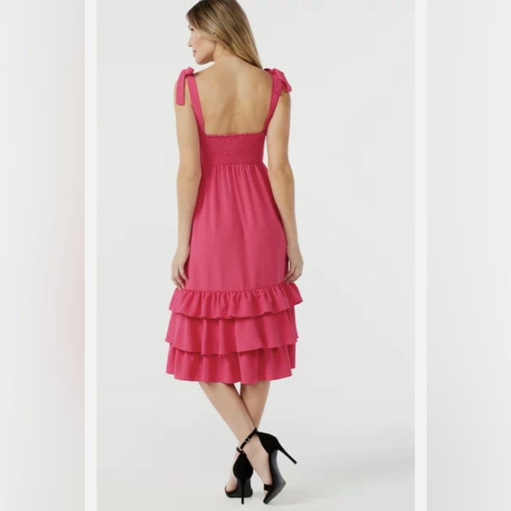 Bright Pink Ruffle Hem Sundress - Picture 2 of 8